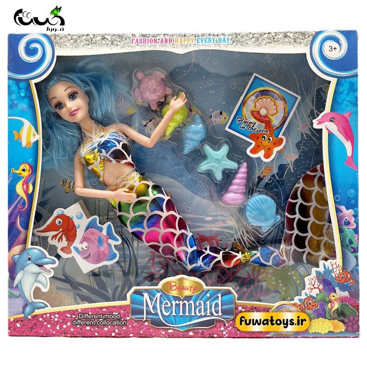 عروسک باربی پری دریایی جعبه ای مدل beauty barbie