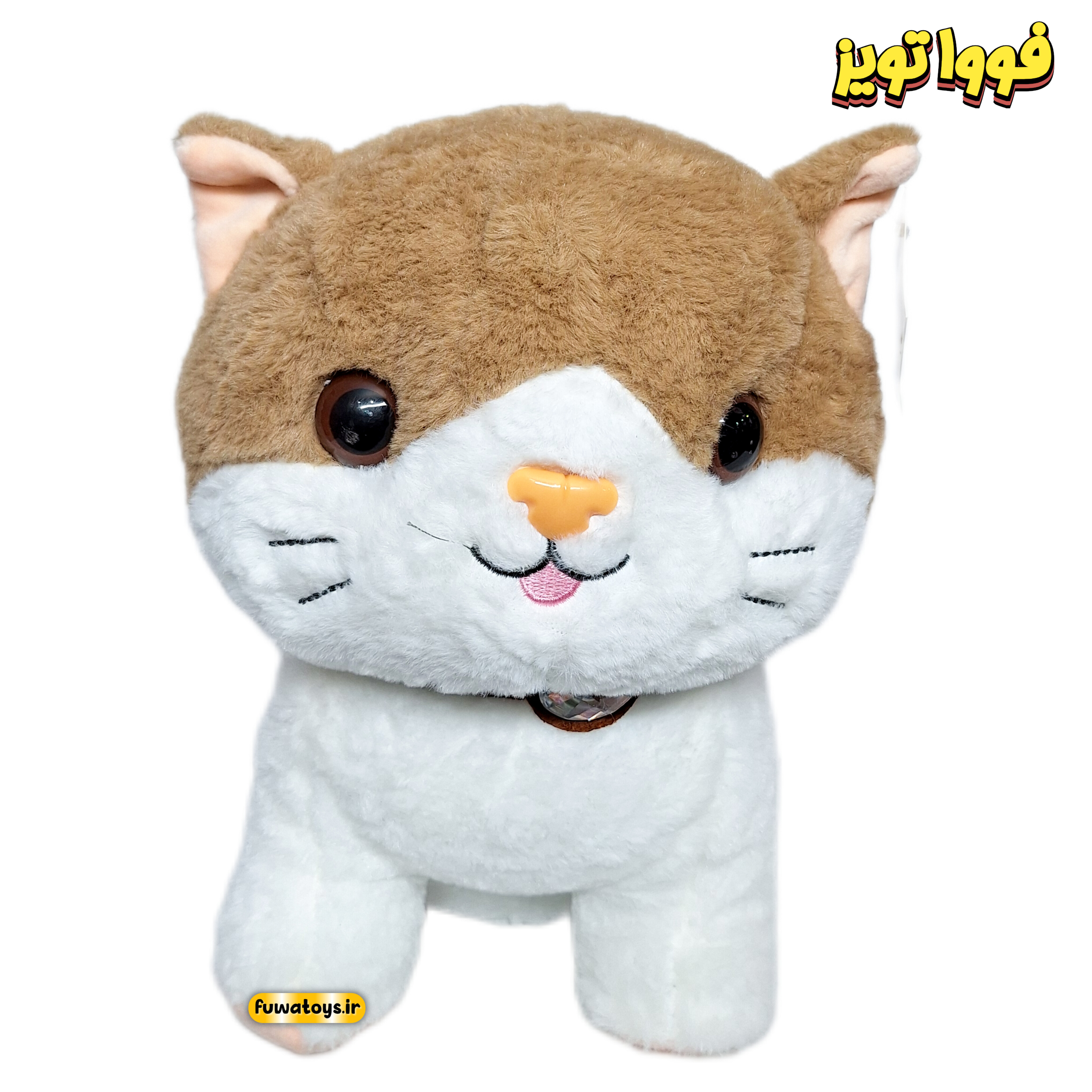 عروسک گربه قلاده نگین دار سایز 30cm