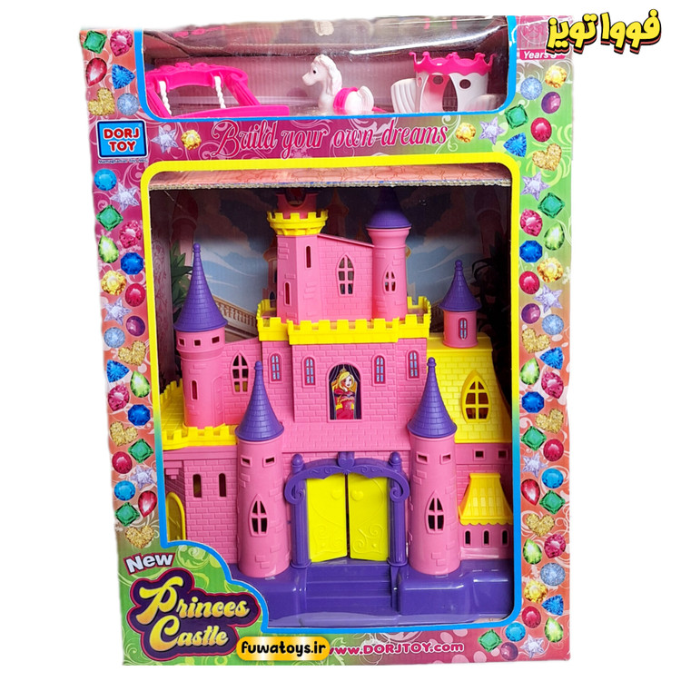 قصر باربی رویایی برند درج تویز بهمراه اسب و کالسکه مناسب کودکان ۳ سال به بالا