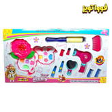 ست آرایشی کودک طرح گل رز بهمراه لوازم قابل استفاده و ضد حساسیت مناسب کودکان ۵ سال به بالا