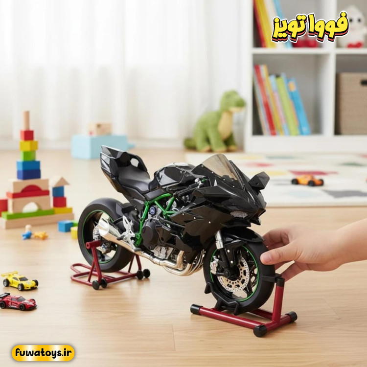 ماکت موتور کاوازاکی نینجا H2R سایز 1:6 شارژی دودزا با صدا و چراغ