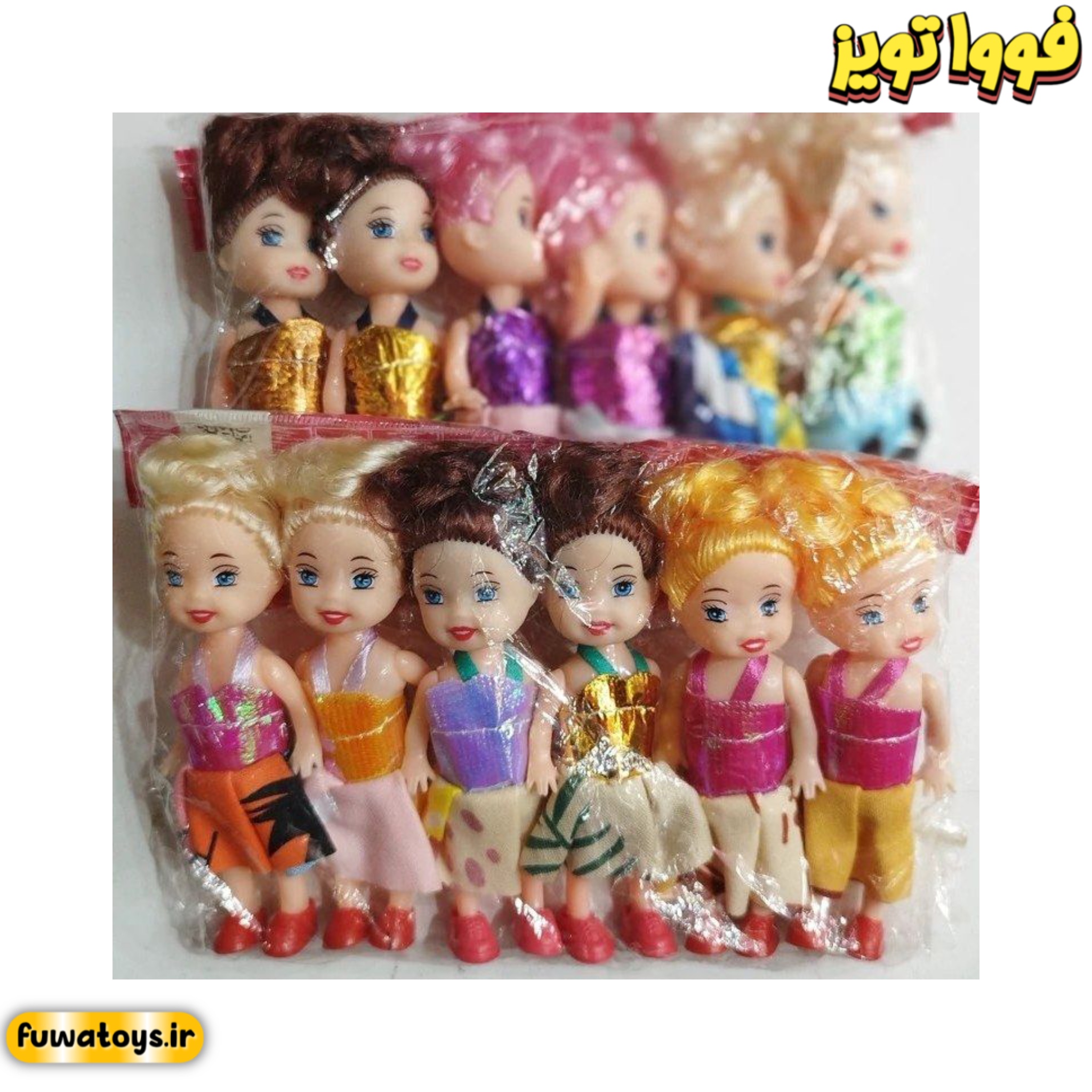 عروسک باربی کوچک بسته ۶ عددی سایز 10cm