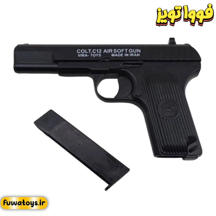 کلت اسباب بازی بدنه فلزی برند VIRA TOYS مدل C12 (دارای تیر های نرم ساچمه ای)