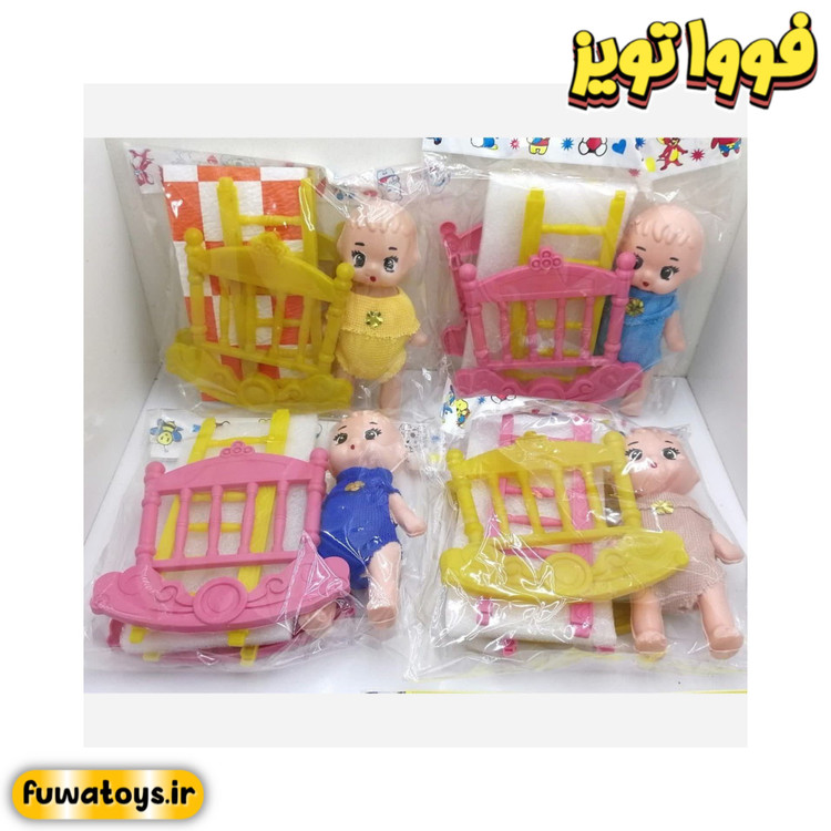 ست عروسک انیس بهمراه گهواره و کالسکه