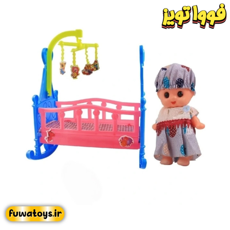 ست عروسک انیس بهمراه گهواره و کالسکه
